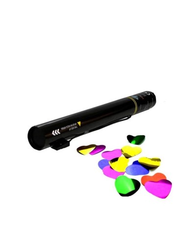 Cañón eléctrico confeti corazones metalizados