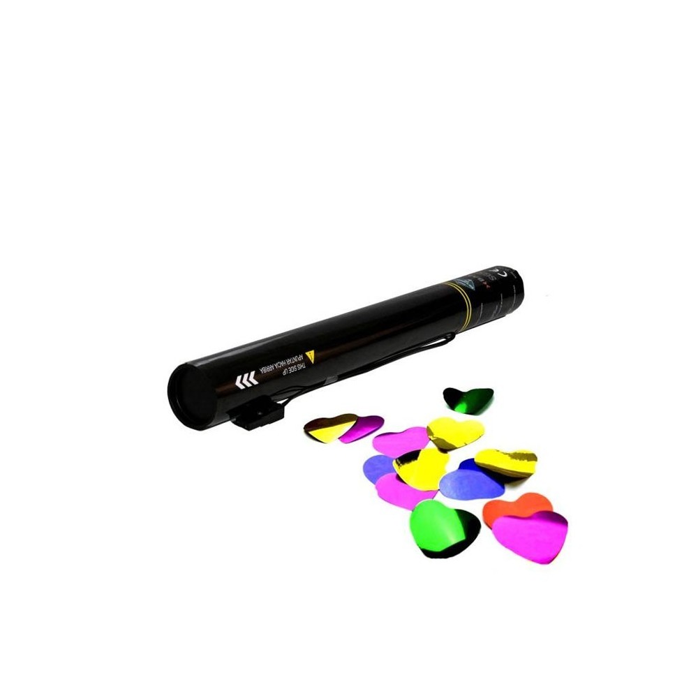 Cañón eléctrico confeti corazones metalizados