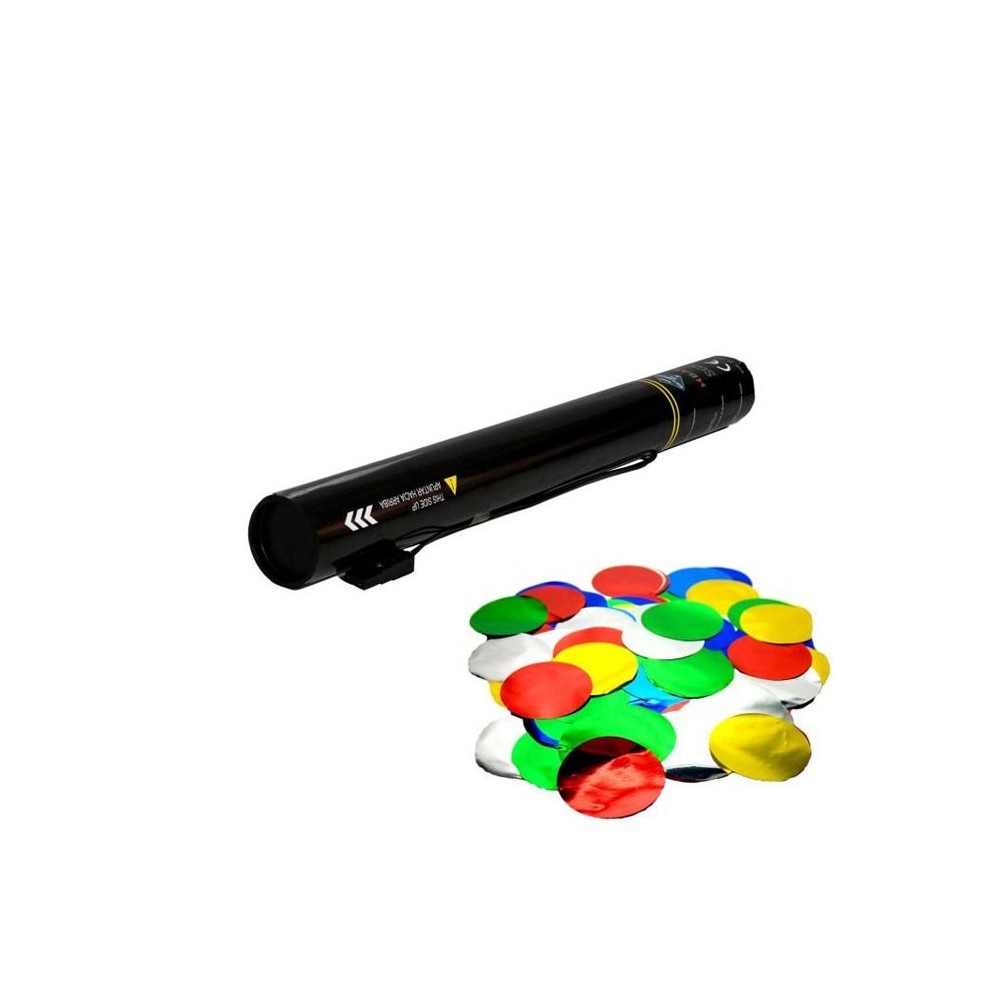 Cañón eléctrico confeti redondo metalizado