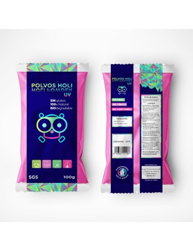 Polvos Holi UV 100 gramos rosa