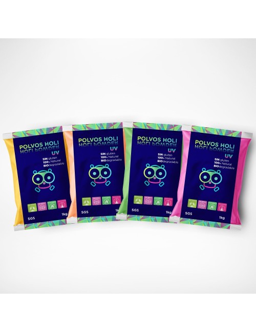 Polvos Holi UV 1 kilo variados