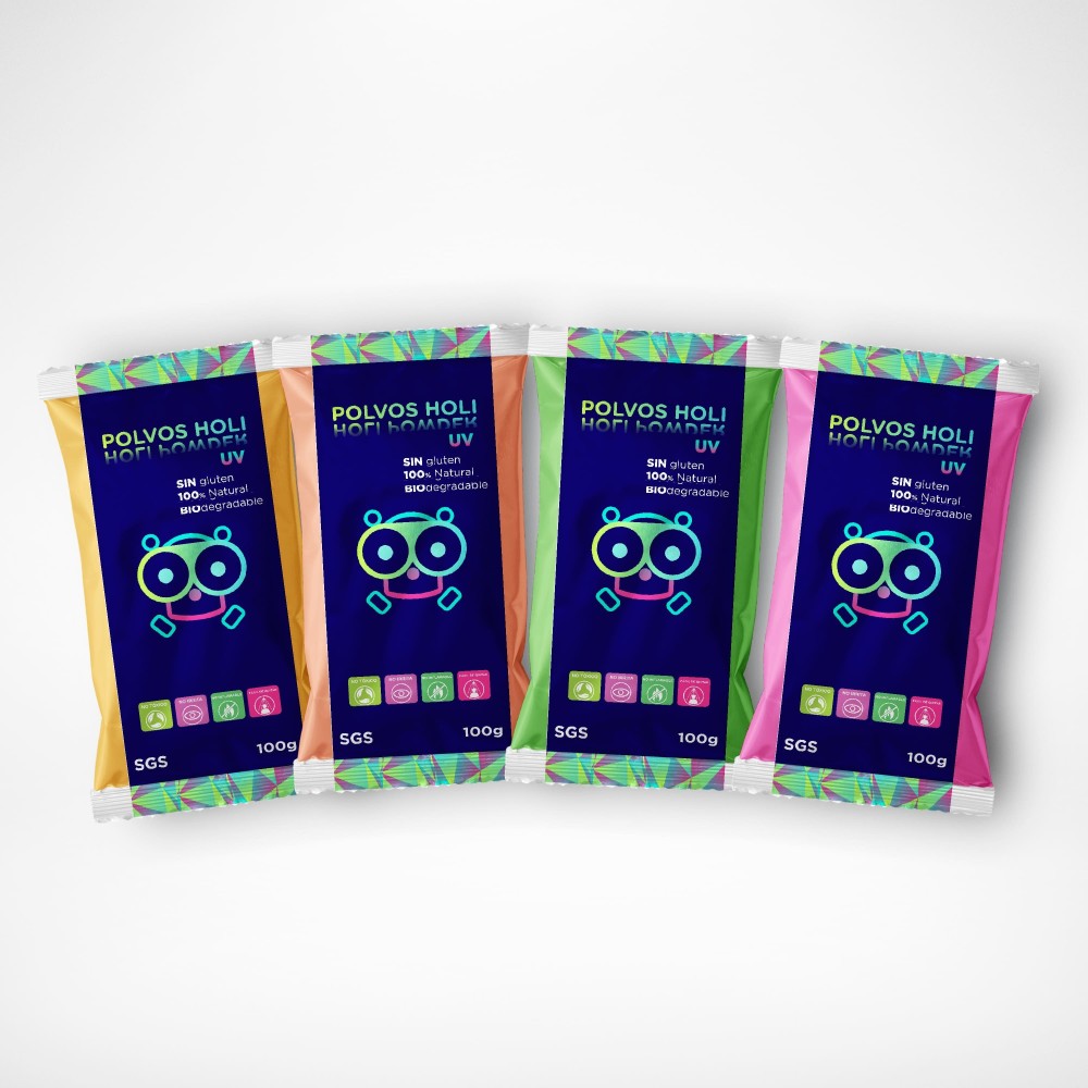 Polvos Holi UV 100 gramos variados