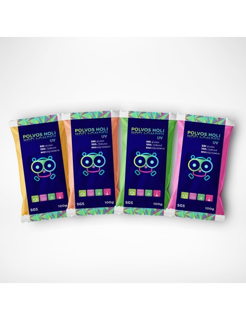 Polvos Holi UV 100 gramos variados