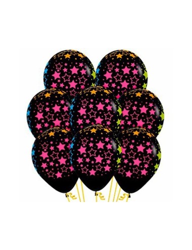 globos neon estrellas negro