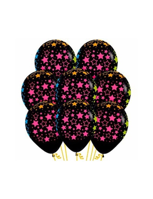 globos neon estrellas negro