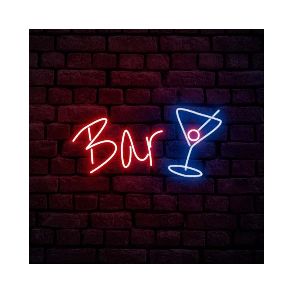 cartel neón bar mixto