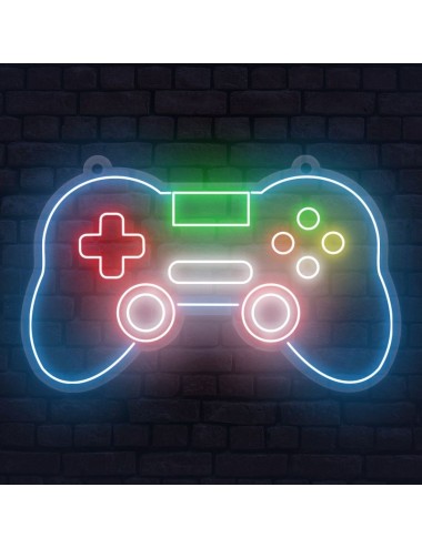 cartel neon mando videojuegos