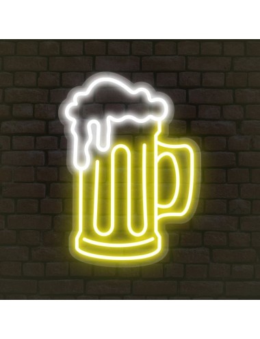 cartel neón jarra cerveza simple