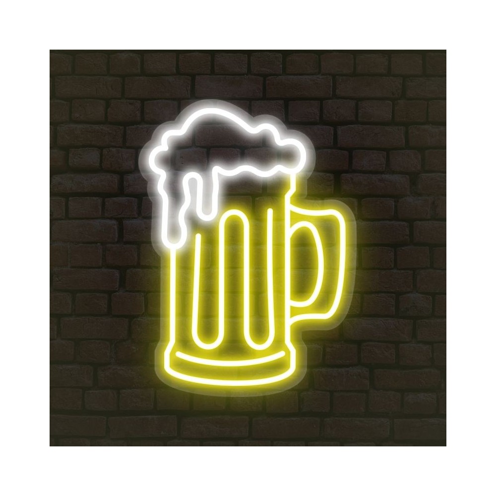 cartel neón jarra cerveza simple