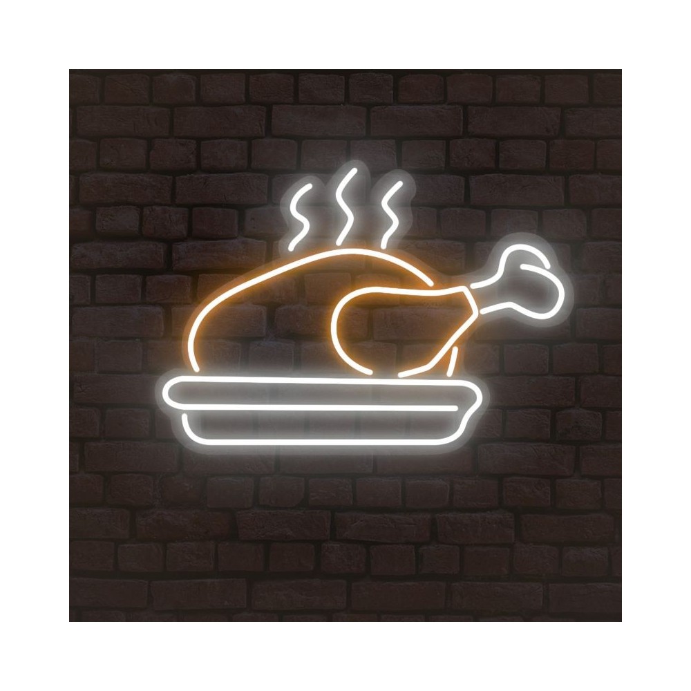 cartel neón pollo asado