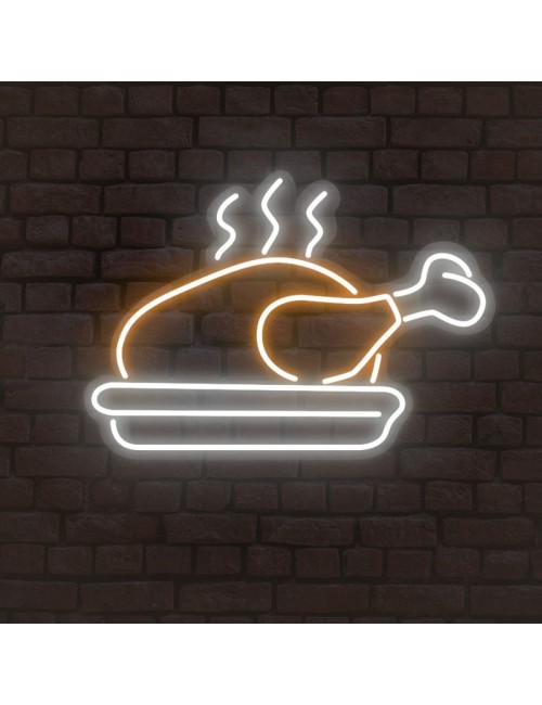 cartel neón pollo asado