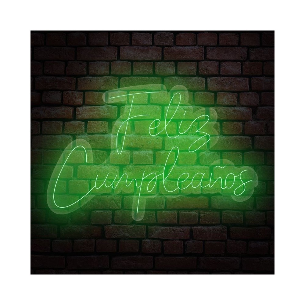 cartel neón feliz cumpleaños