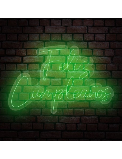 cartel neón feliz cumpleaños