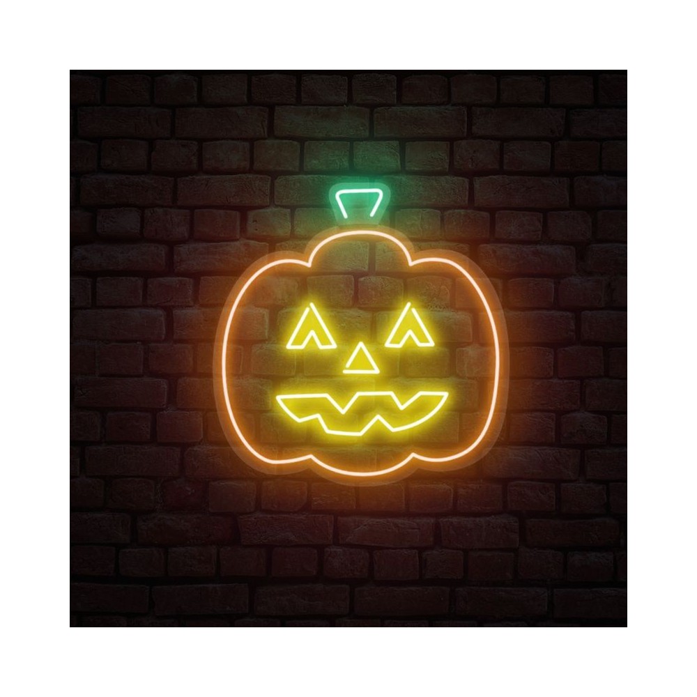 cartel neón calabaza