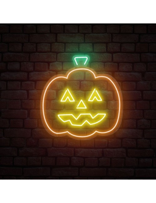 cartel neón calabaza