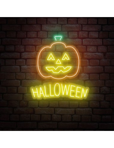 cartel neón calabaza