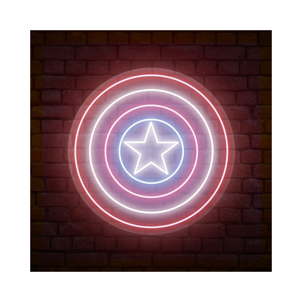 cartel neón escudo capitán américa