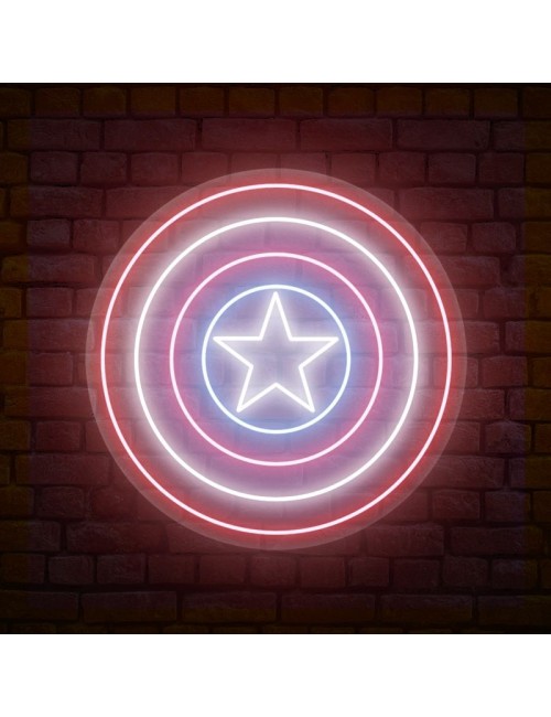 cartel neón escudo capitán américa