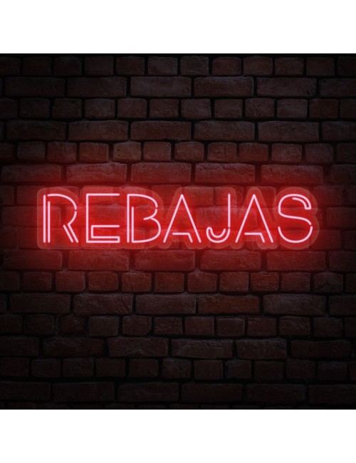 cartel neón rebajas contorneado