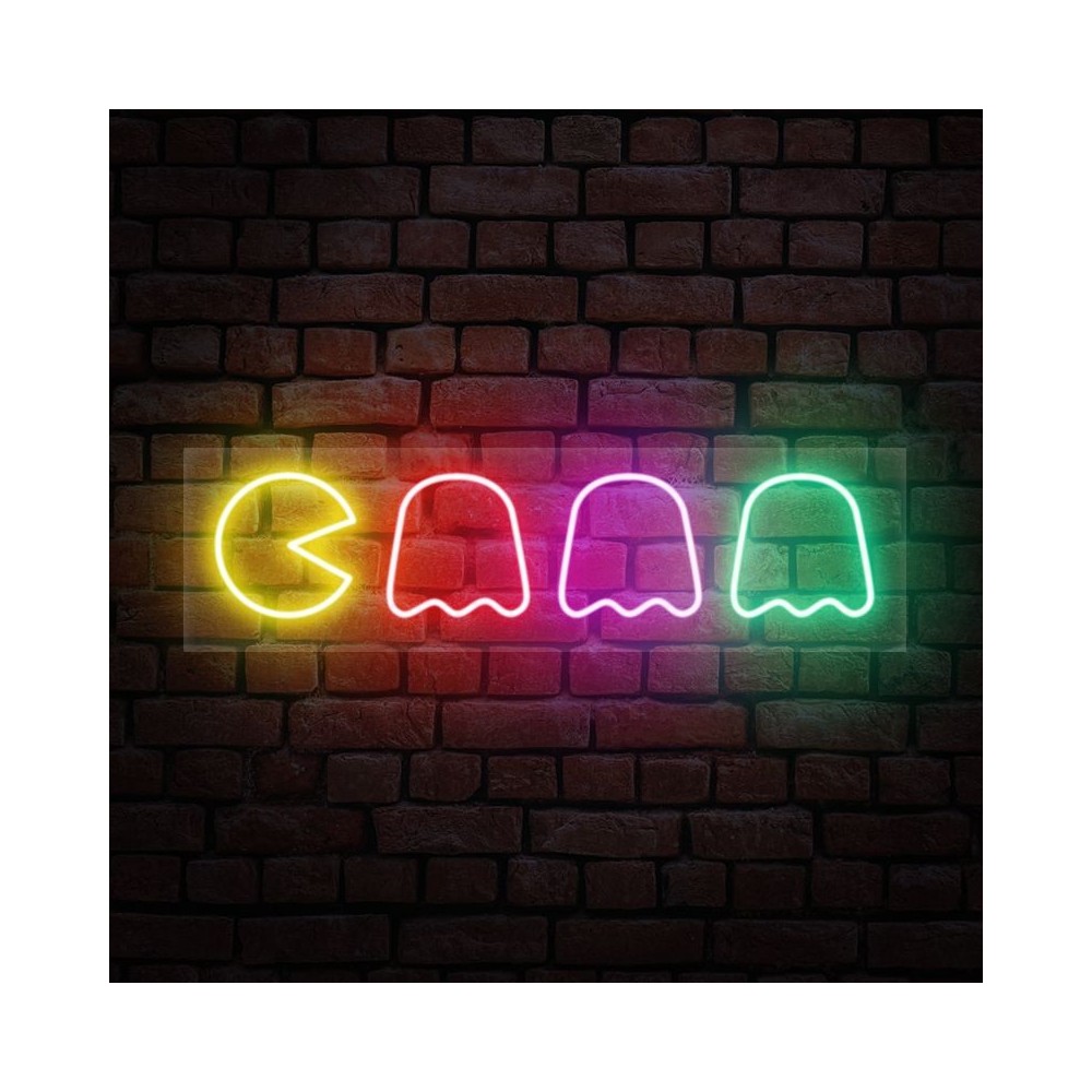 cartel neón Pacman
