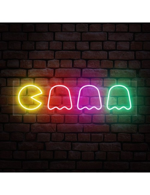 cartel neón Pacman