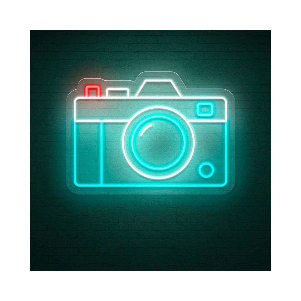 cartel neón cámara fotos