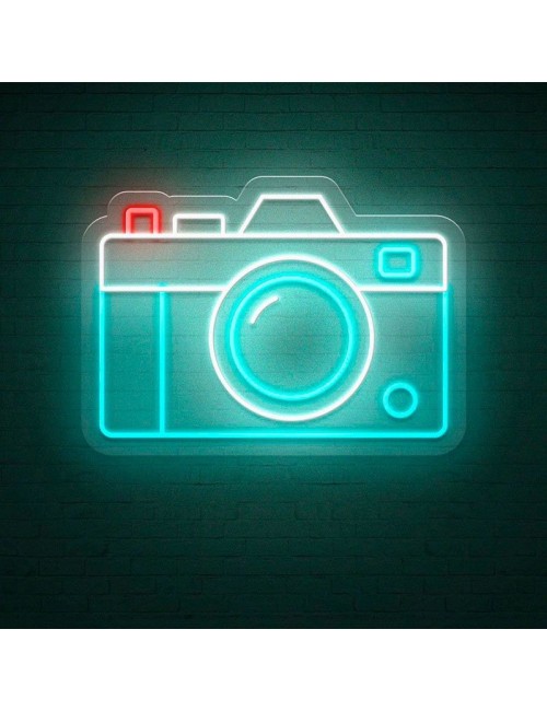 cartel neón cámara fotos