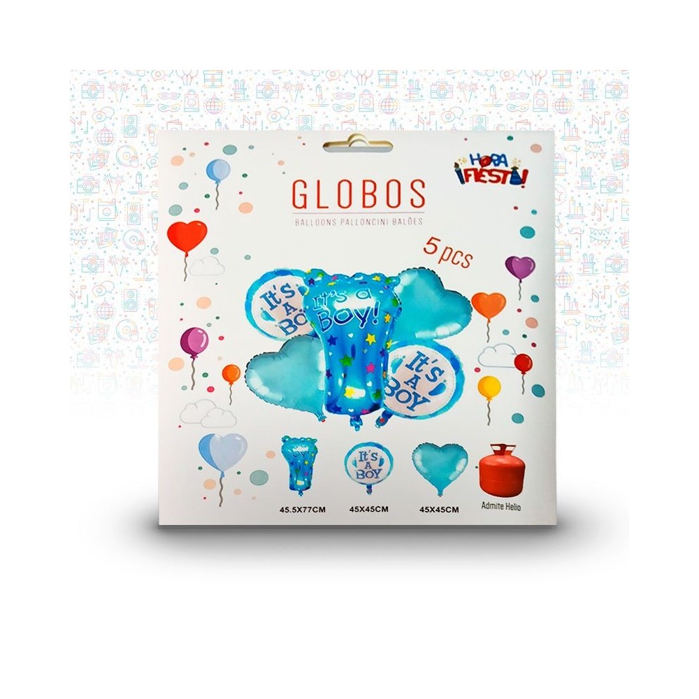 pack gender reveal pie azul