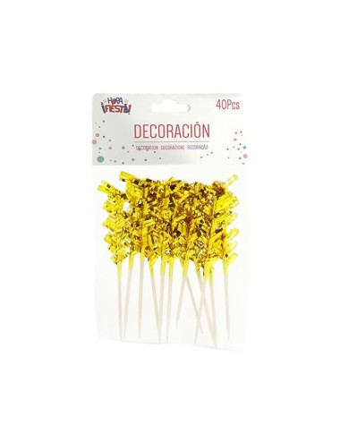 Palillos plumas metalizadas doradas