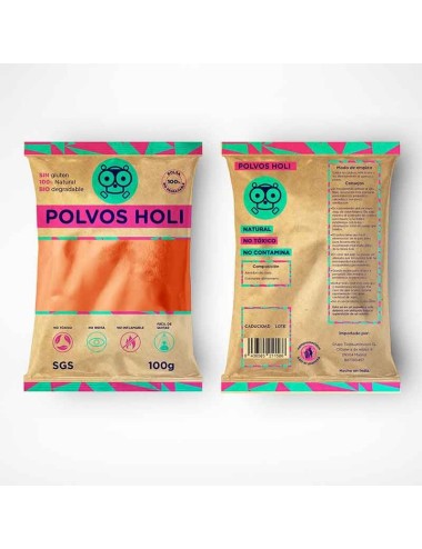 Polvos Holi de Colores naranja