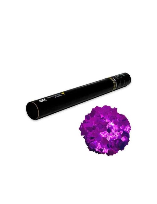 Cañón de Confeti Manual Brillo Metálico forma cuadrada morado