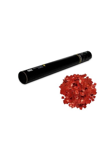 Cañón de Confeti Manual Brillo Metálico forma cuadrada rojo