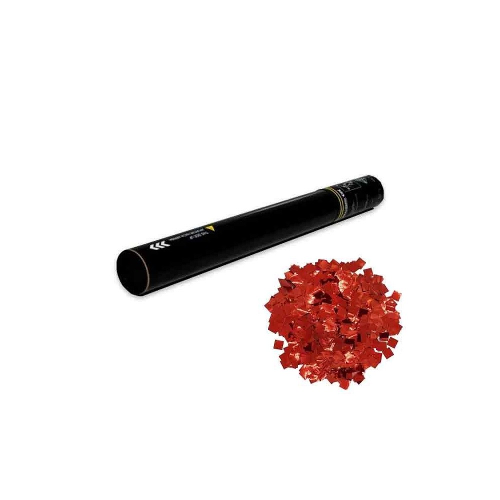 Cañón de Confeti Manual Brillo Metálico forma cuadrada rojo
