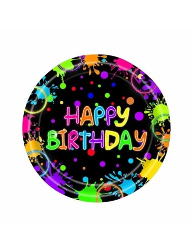 Platos Fiesta Neón Cumpleaños