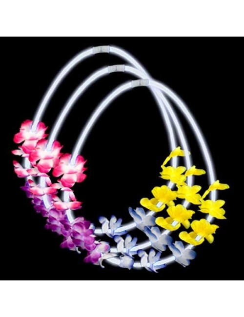 collares hawaianos luminosos coronas flores
