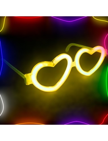 Gafas fluorescentes corazón amarillo