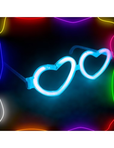 Gafas fluorescentes corazón azules