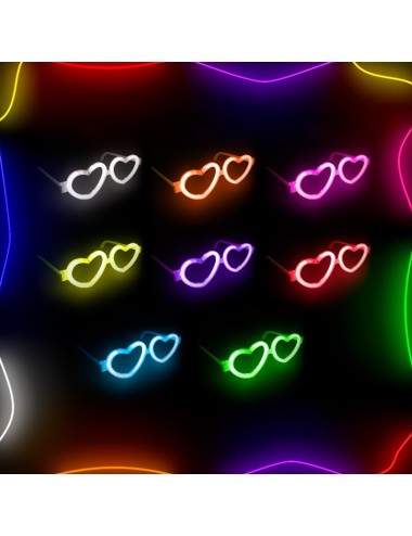 Gafas fluorescentes corazón morados