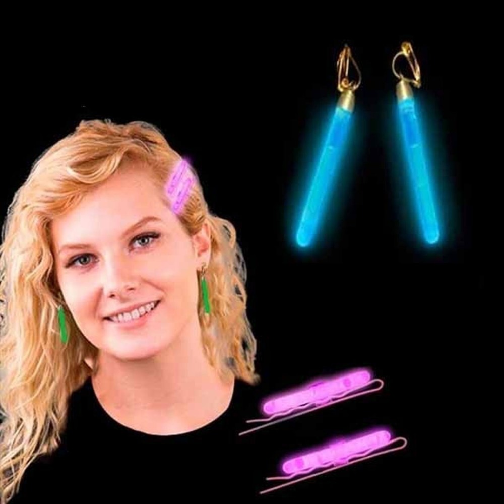 Pendientes fluorescentes largos y horquillas luminosas
