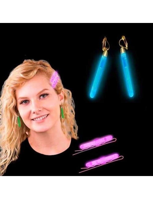 Pendientes fluorescentes largos y horquillas luminosas